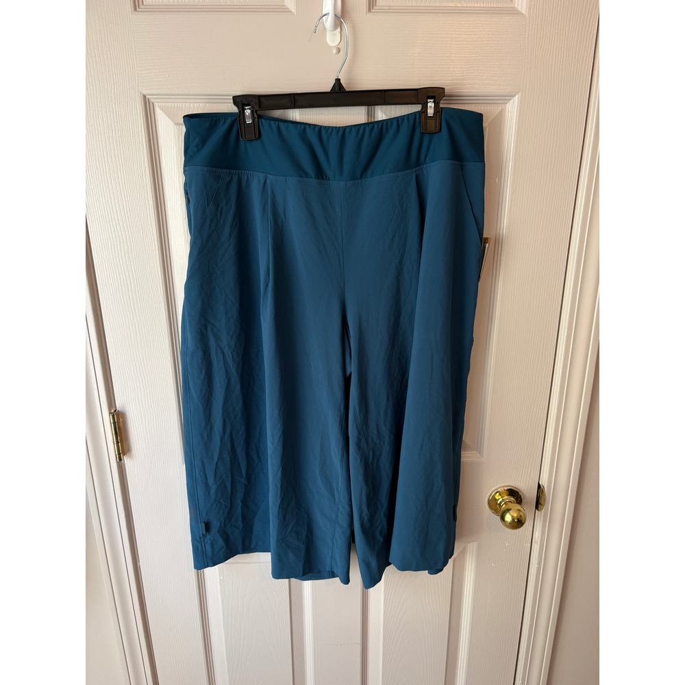 Title Nine Round Trip Wide Leg Pants Women XL Petite Blue Travel Hiking 100188